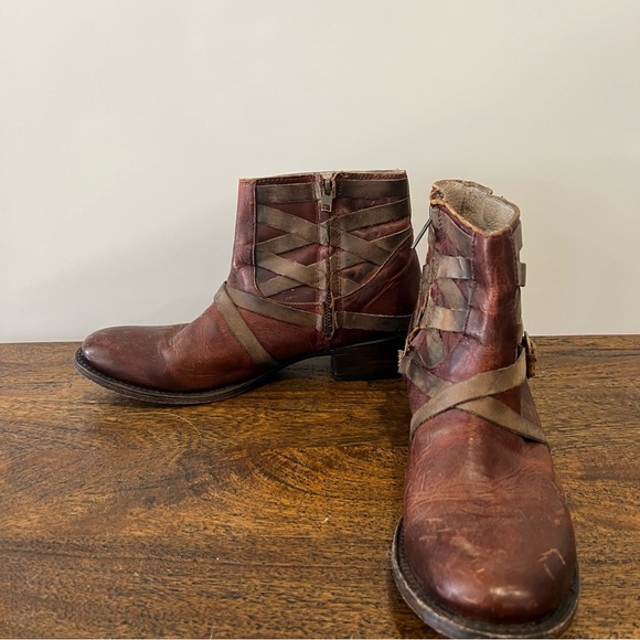 Freebird by Steven Sammi Moto Mid Calf Leather Brown Boots - Picture 7 of 11